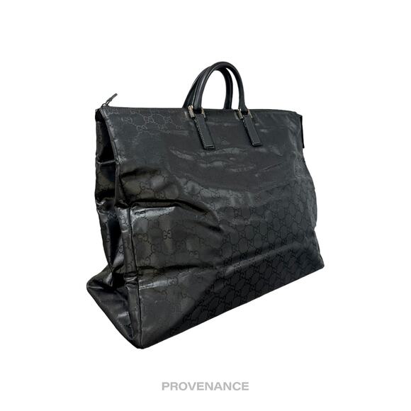 🔴 Gucci Large Travel Tote Bag  - Black GG Nylon Canvas - Picture 4 of 14